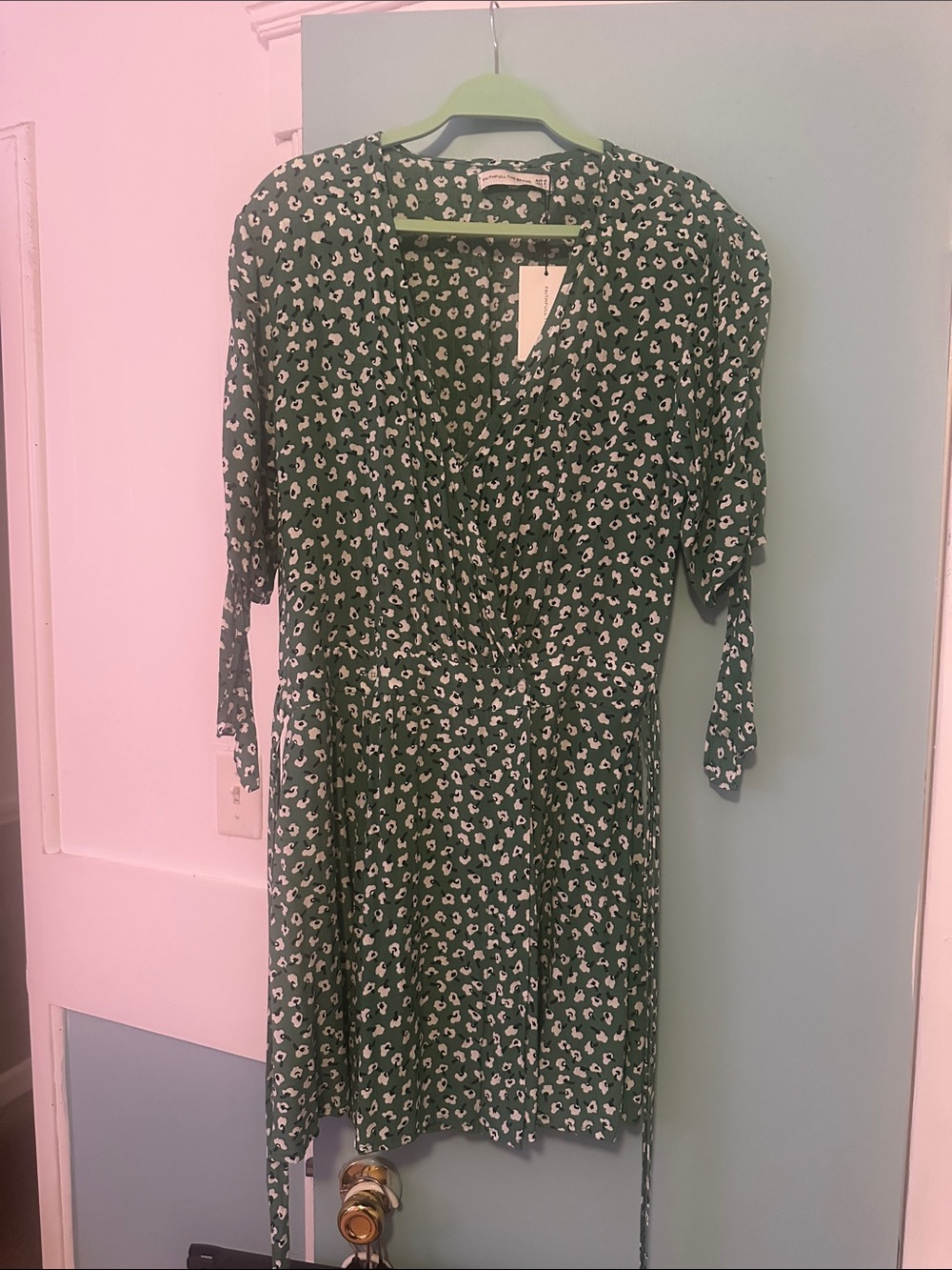 Faithfull the Brand Green Floral Wrap Dress